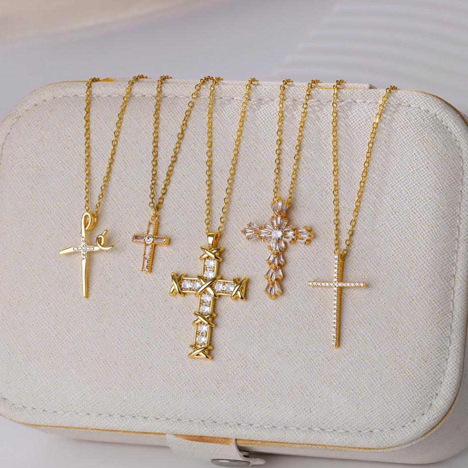 Zircon Cross Pendant Necklace for Women