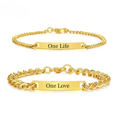 Gold Tone Custom Engraved ID Tag Bracelet