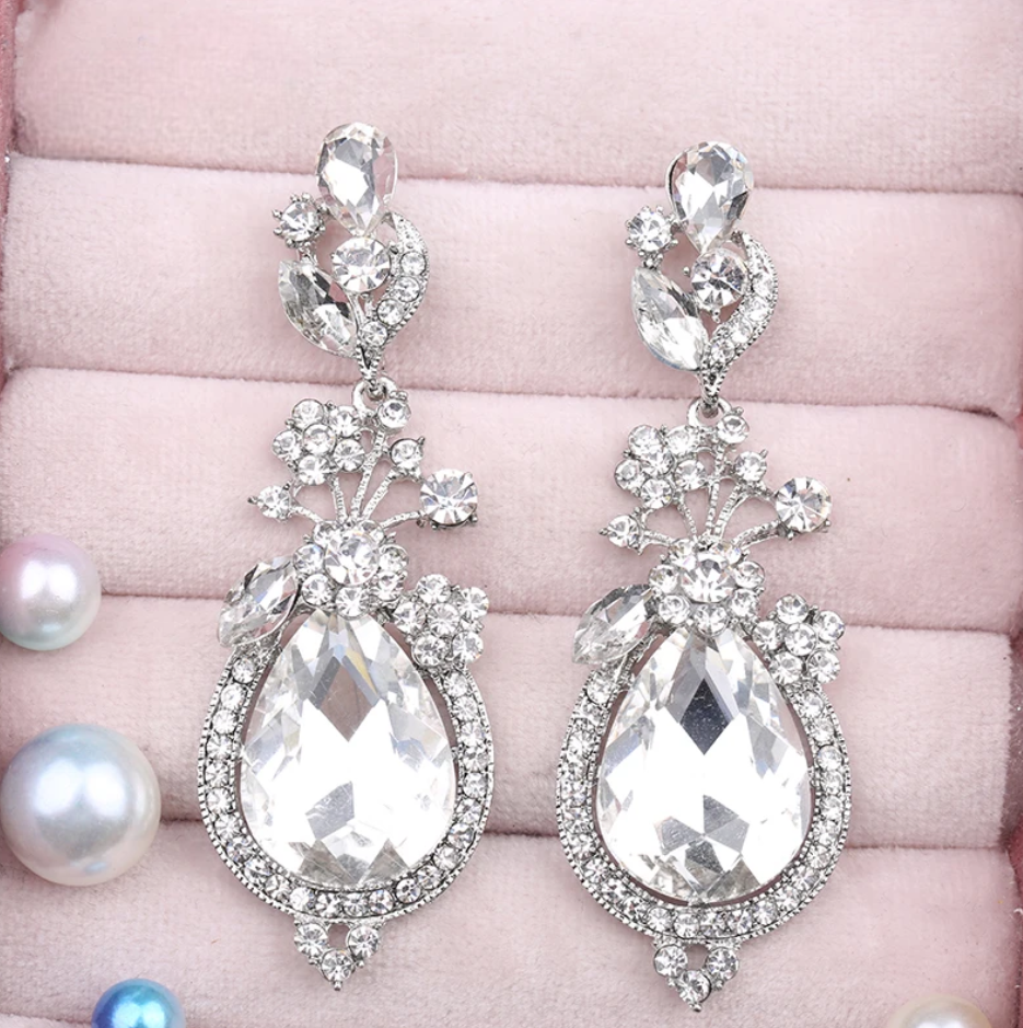 Vintage Crystal Water Drop Earrings