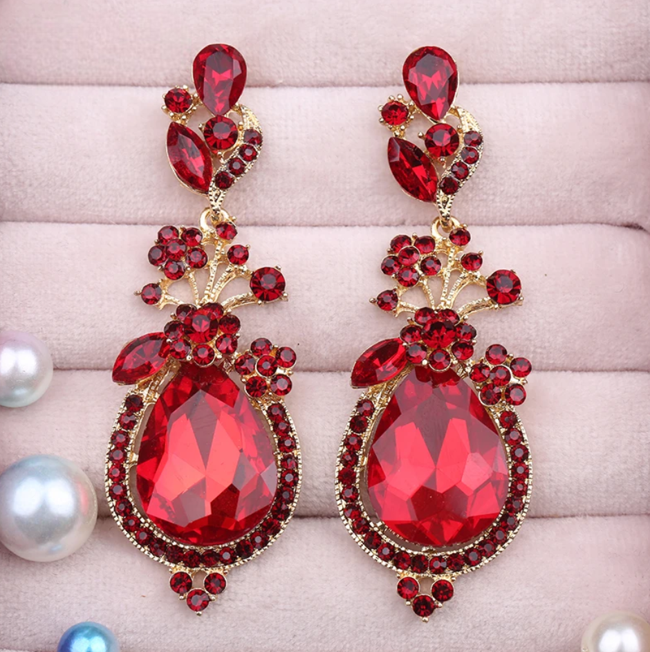 Vintage Crystal Water Drop Earrings