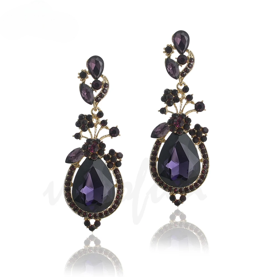 Vintage Crystal Water Drop Earrings