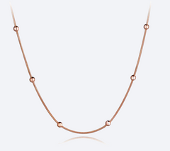 Trendy Rose Gold Color Round Beads Chain & Link Necklace