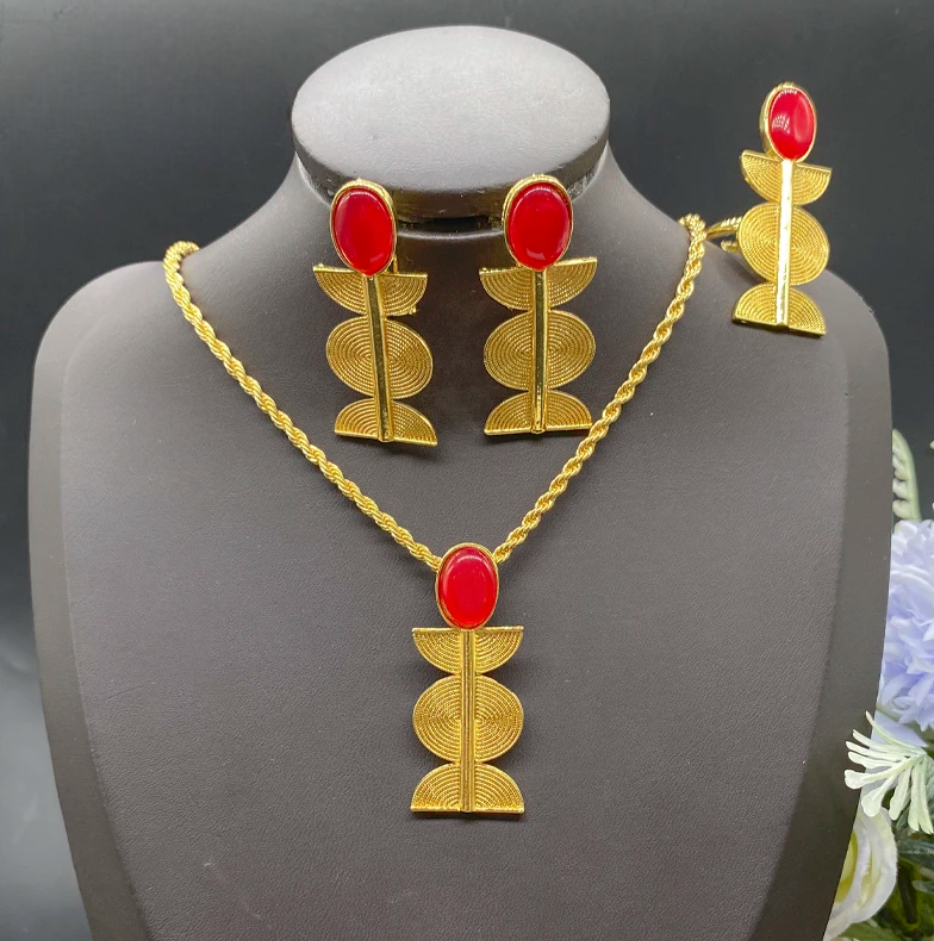 Trendy 18K Gold Plated Jewelry Set