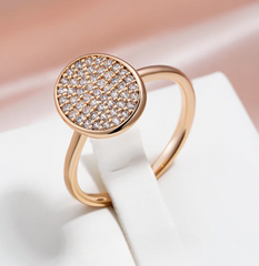 Elegant Vintage Rose Gold Copper Ring with Natural Zircon