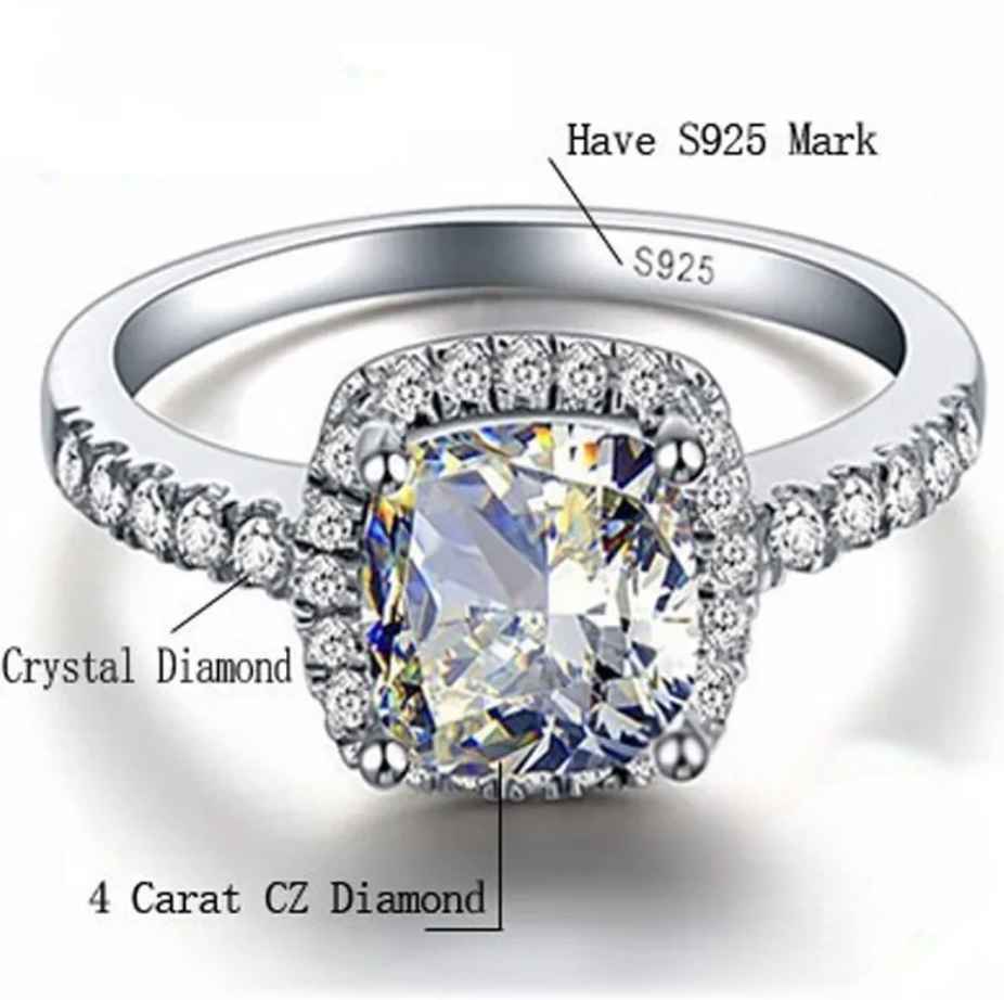 Luxury 4 Carat CZ Diamond Crystal Wedding Ring for Women