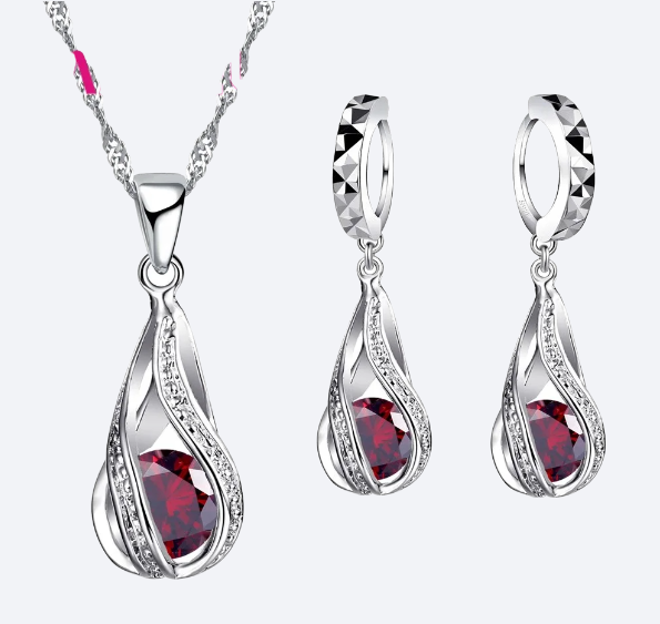 Captivating Water Drop Sterling Silver Jewelry Set