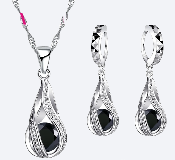 Captivating Water Drop Sterling Silver Jewelry Set