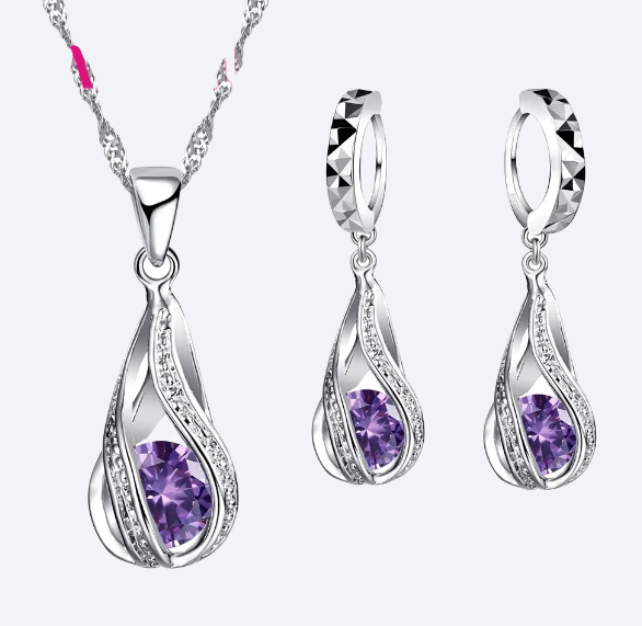 Captivating Water Drop Sterling Silver Jewelry Set