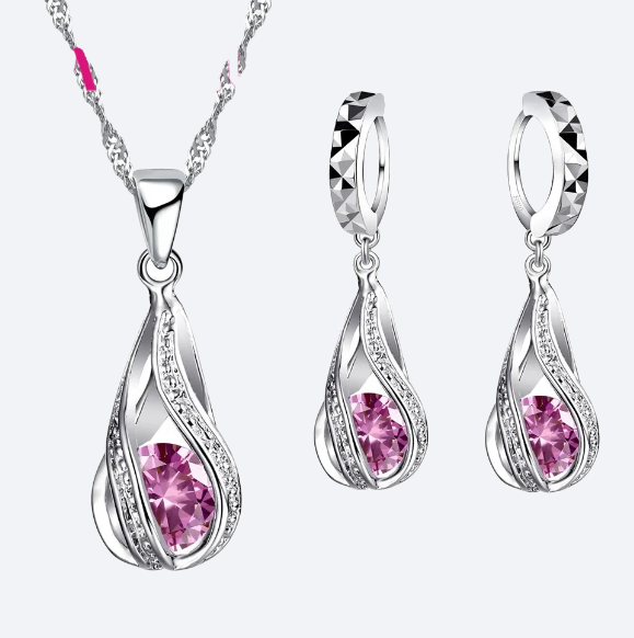 Captivating Water Drop Sterling Silver Jewelry Set