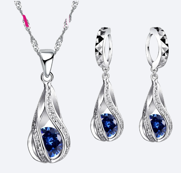 Captivating Water Drop Sterling Silver Jewelry Set