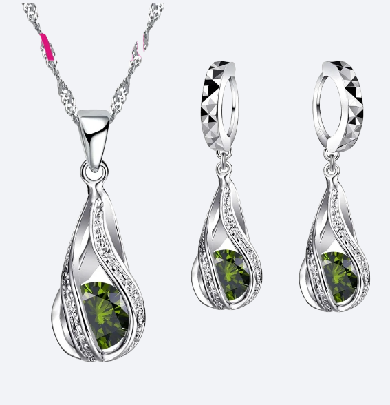 Captivating Water Drop Sterling Silver Jewelry Set