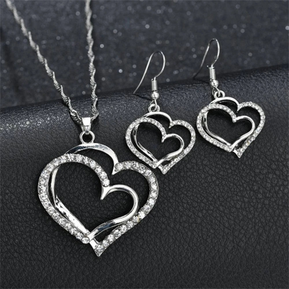 Classic Double Heart Jewelry Set