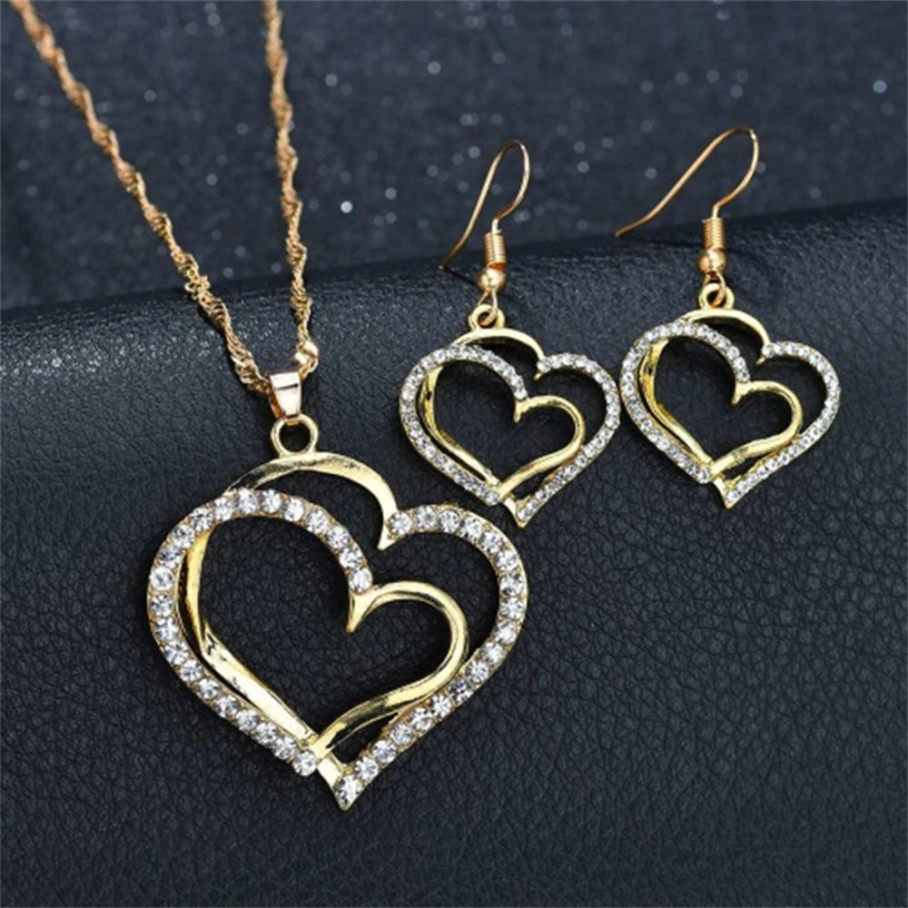 Classic Double Heart Jewelry Set