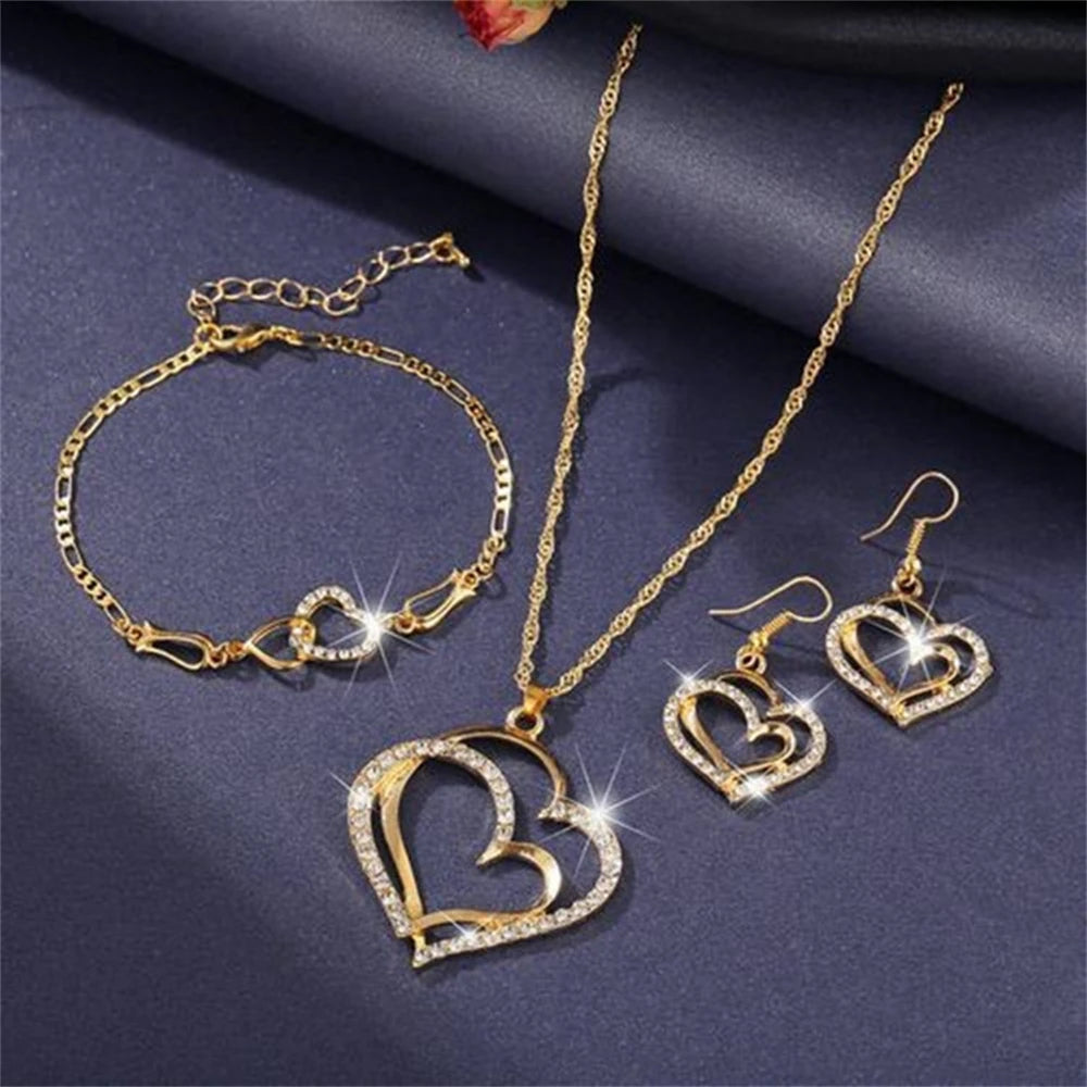 Classic Double Heart Jewelry Set