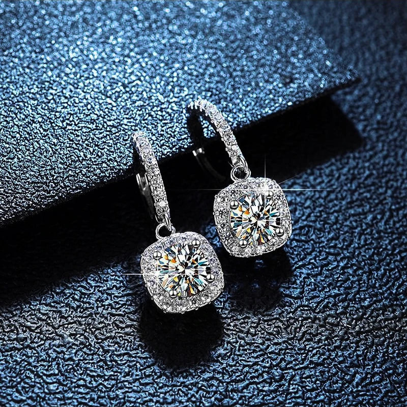 D Color Moissanite Stud Earrings: Elegant Sterling Silver with White Gold Plating