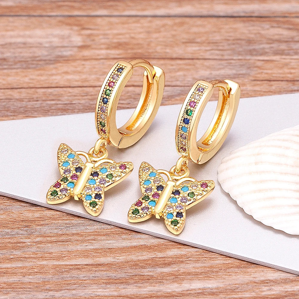 Trendy Bohemian Zircon Hollow Blue Evil Eye Hoop Earrings for Women