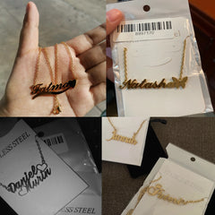 Custom Name 18k Gold Plated Necklace with Box Chain