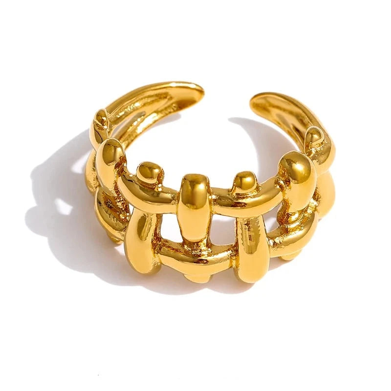 Yhpup 316L Stainless Steel With 18K Gold Plated Chain Ring