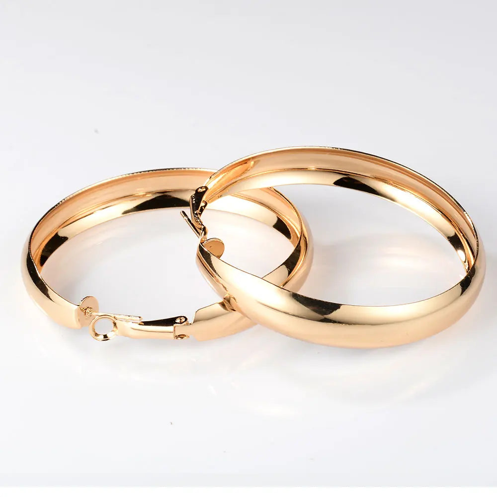 Korean Big Smooth Mirror Hoop Earrings