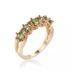 MxGxFam Olive Green CZ 18k Gold Rings for Women