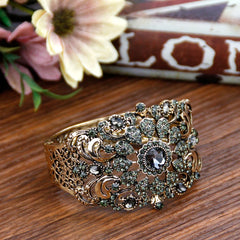 Sunspicems Vintage Crystal Cuff Bracelet for Women