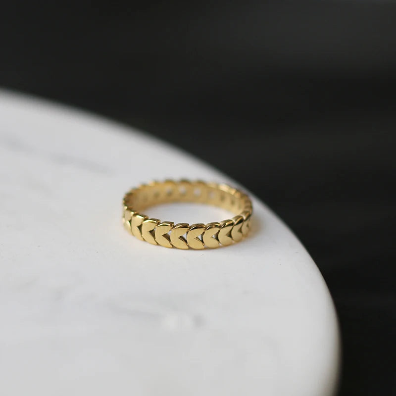 40871368360001|40871368392769|40871368458305YUN RUO Vintage Geometry 18k Gold Wheat Leaves Ring