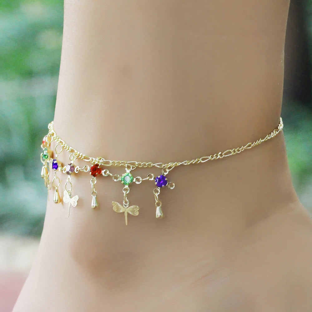 Wholesale 18K Gold Dragonfly Anklet