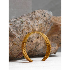 Golden Geometric Leaves Bangle Bracelet