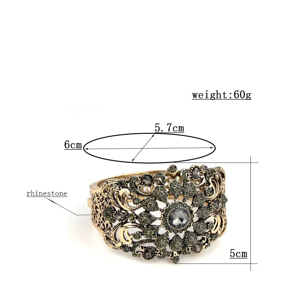 Sunspicems Vintage Crystal Cuff Bracelet for Women