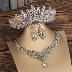 Elegant Crystal Bridal Jewelry Set with Tiara, Earrings, and Necklace