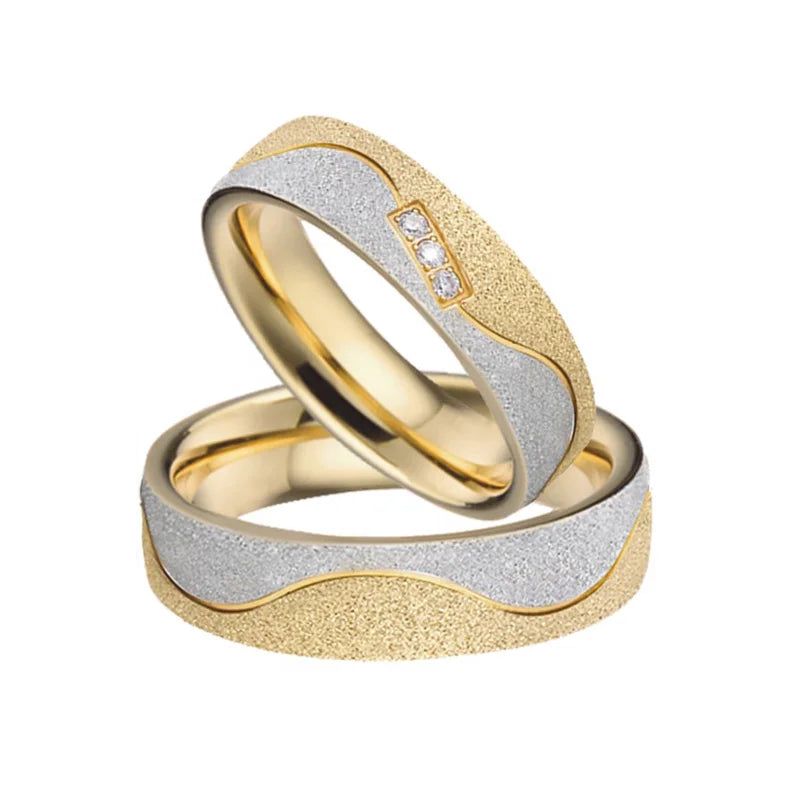 Couple's Love Alliance 18k Gold Wedding Rings Set