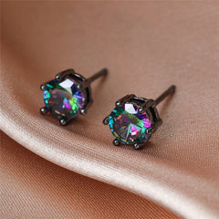 Punk Rainbow Crystal Stud Earrings