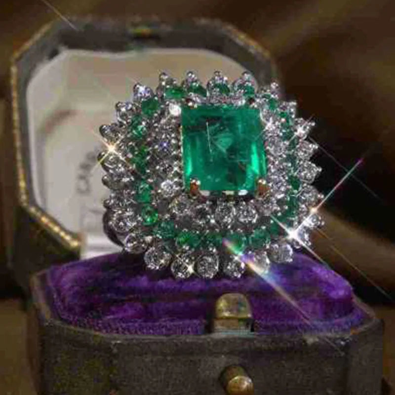 Elegant Green Zircon Engagement Ring