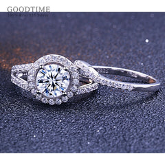 Elegant Sterling Silver Zircon Ring Set