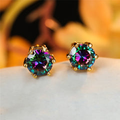 Punk Rainbow Crystal Stud Earrings