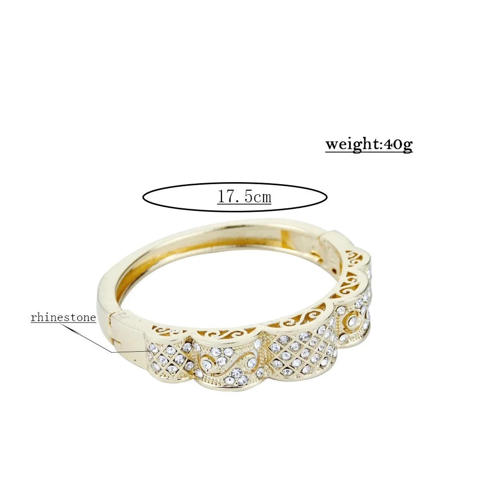 Elegant Gold Color Crystal Wedding Cuff Bracelet