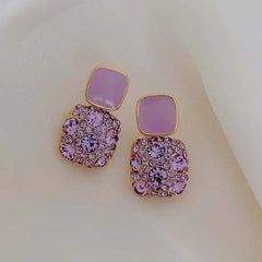 Vintage Purple Shiny Crystal Geometric Women Earrings