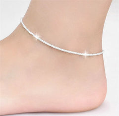 Vintage Thin Silver Color Chains Anklet for Women