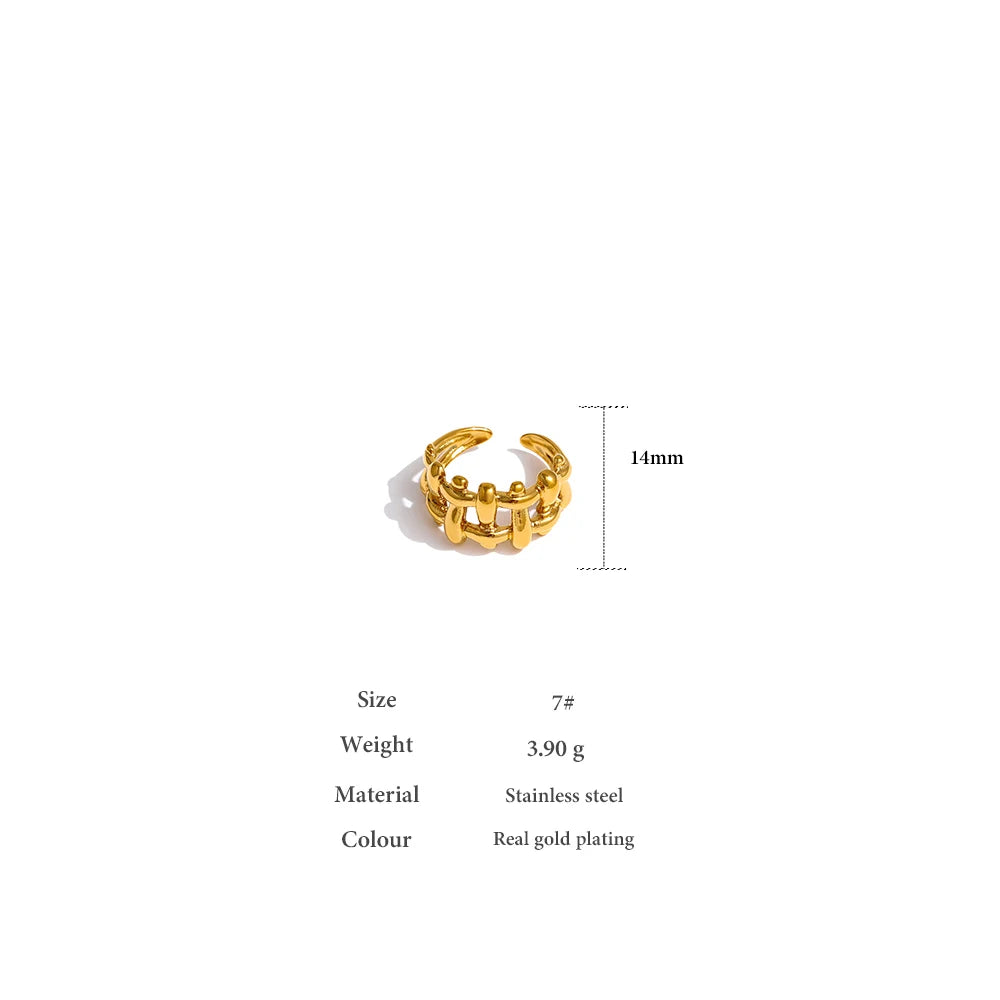 Yhpup 316L Stainless Steel With 18K Gold Plated Chain Ring