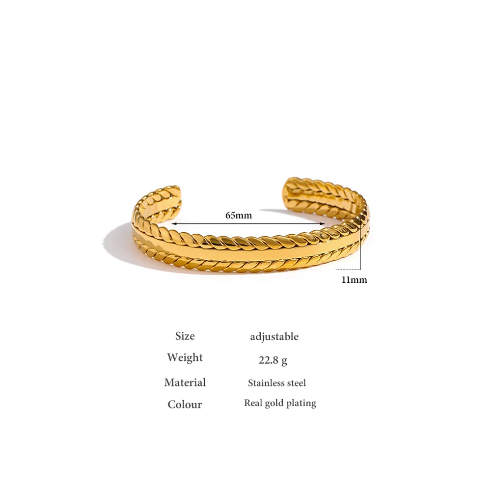 Golden Geometric Leaves Bangle Bracelet