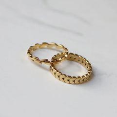 YUN RUO Vintage Geometry 18k Gold Wheat Leaves Ring