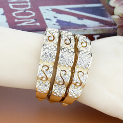 Elegant Gold Color Crystal Wedding Cuff Bracelet