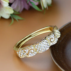 Elegant Gold Color Crystal Wedding Cuff Bracelet