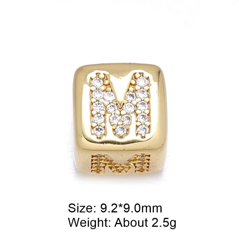 18K Gold Plated Alphabet Initial Letter Beads for Personalized Jewelry