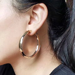 Korean Big Smooth Mirror Hoop Earrings