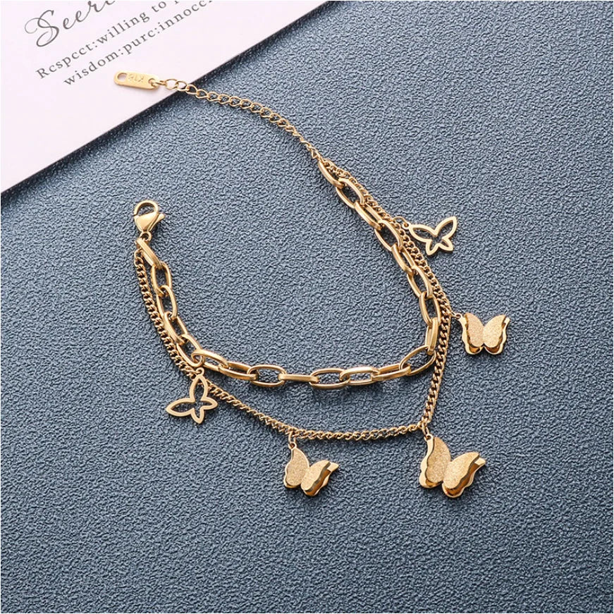 Chic Stainless Steel Butterfly Charm Bracelets