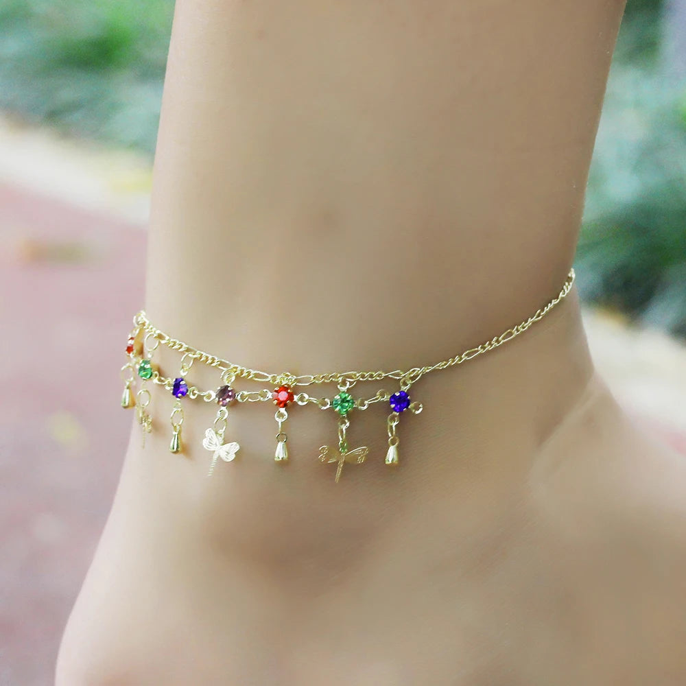 Wholesale 18K Gold Dragonfly Anklet