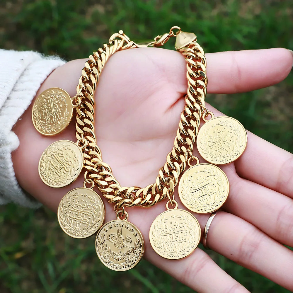 Turkish Couple Round Coin Bracelet