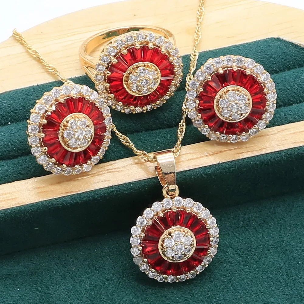 Gold-Tone Jewelry Set with Crystal Accents