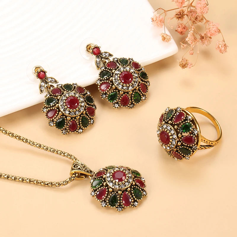 Vintage Crystal Flower Jewelry Set